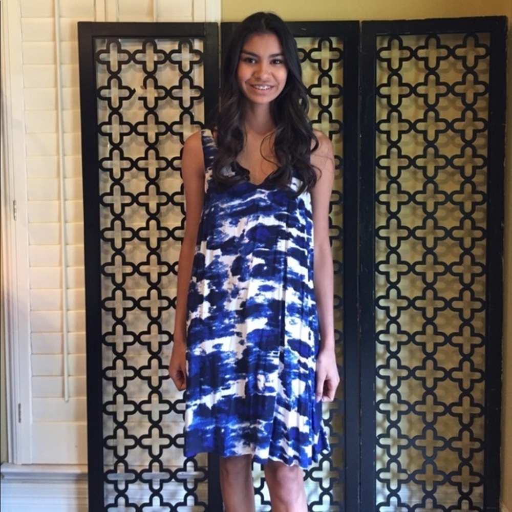 MICHAEL STARS BLUE WHITE CLOUDS DRESS